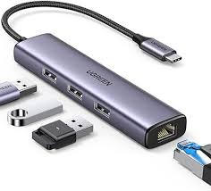 UGREEN USB-C to 3×USB3.0 Hub+RJ45 (1000M) Ethernet Adapter CM475