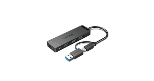 CHTBB Vention 4-Port USB 3.0 Hub with USB-C & USB 3.0 2-in-1 Interface and Power Supply 0.15M ABS Type