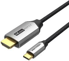 CRBBF Vention Cotton Braided USB-C to HDMI Cable 1M Black Aluminum All