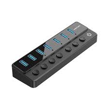 USB B to USB 3.0 X7 HUB with individual Power switches And DC.5.5m power adapter