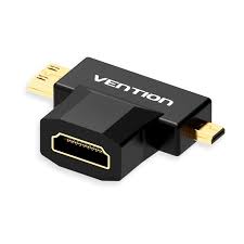 AGFBO Vention 2 in 1 Mini HDMI and Micro HDMI Male to HDMI Female Adapter Black