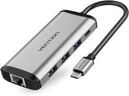 CNBHB Vention USB C Multi-function 5 in 1 Docking Station Type-C to HDMI/USB3.0*3/PD Converter 0.15M Gray Metal Type