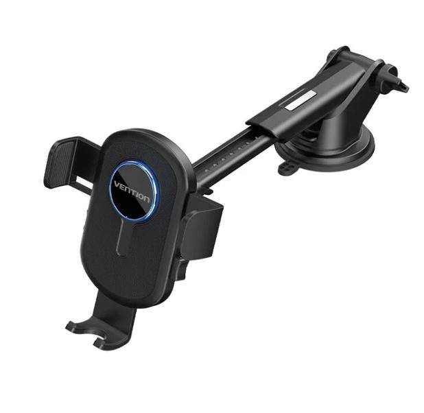 Vention One Touch Clamping Car Phone Mount with Suction Cup Black Square Type